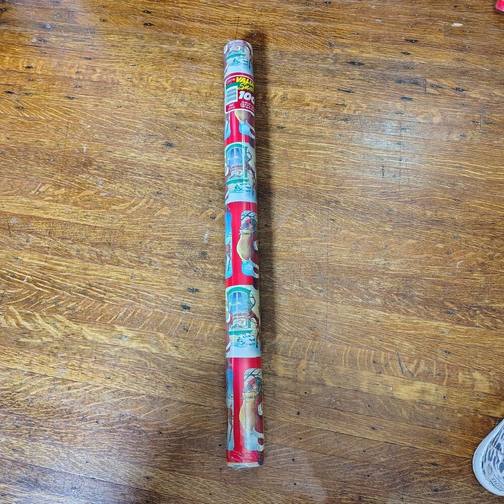 VTG 1996 Christmas Wrapping Paper 100 SQ Ft Nwts Made In USA
